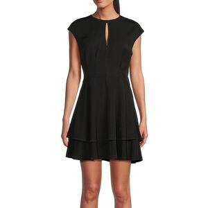 NEW Rebecca Minkoff Womens Layered Mini Dress Black Keyhole XS Coquette